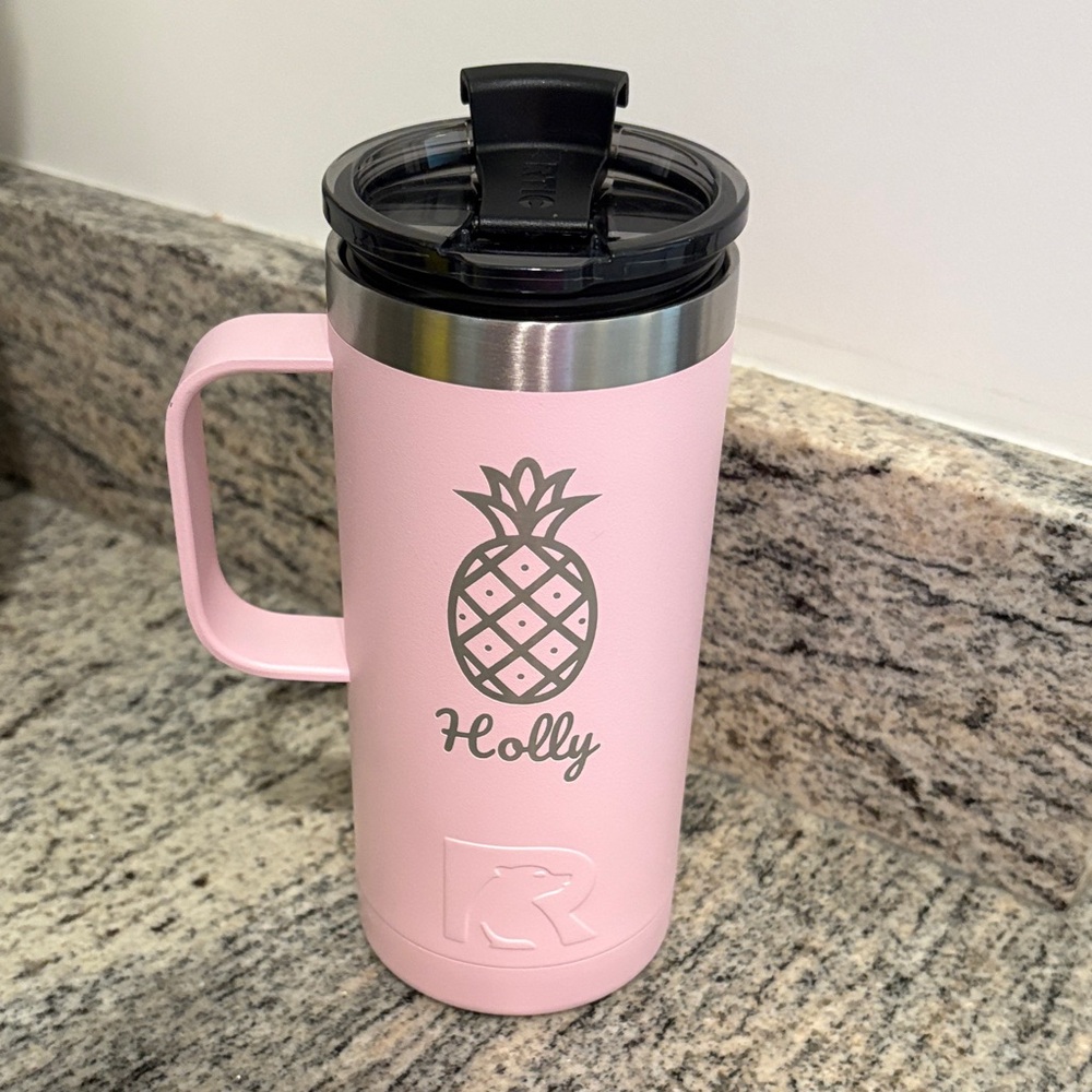 Pink Insulated Water Bottle with Handle
